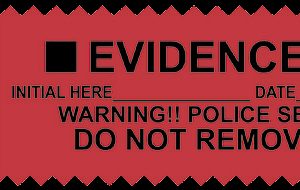 RED EVIDENCE SHORTS, "Police Seal", 1.375"x3.25" (SM100A1C)